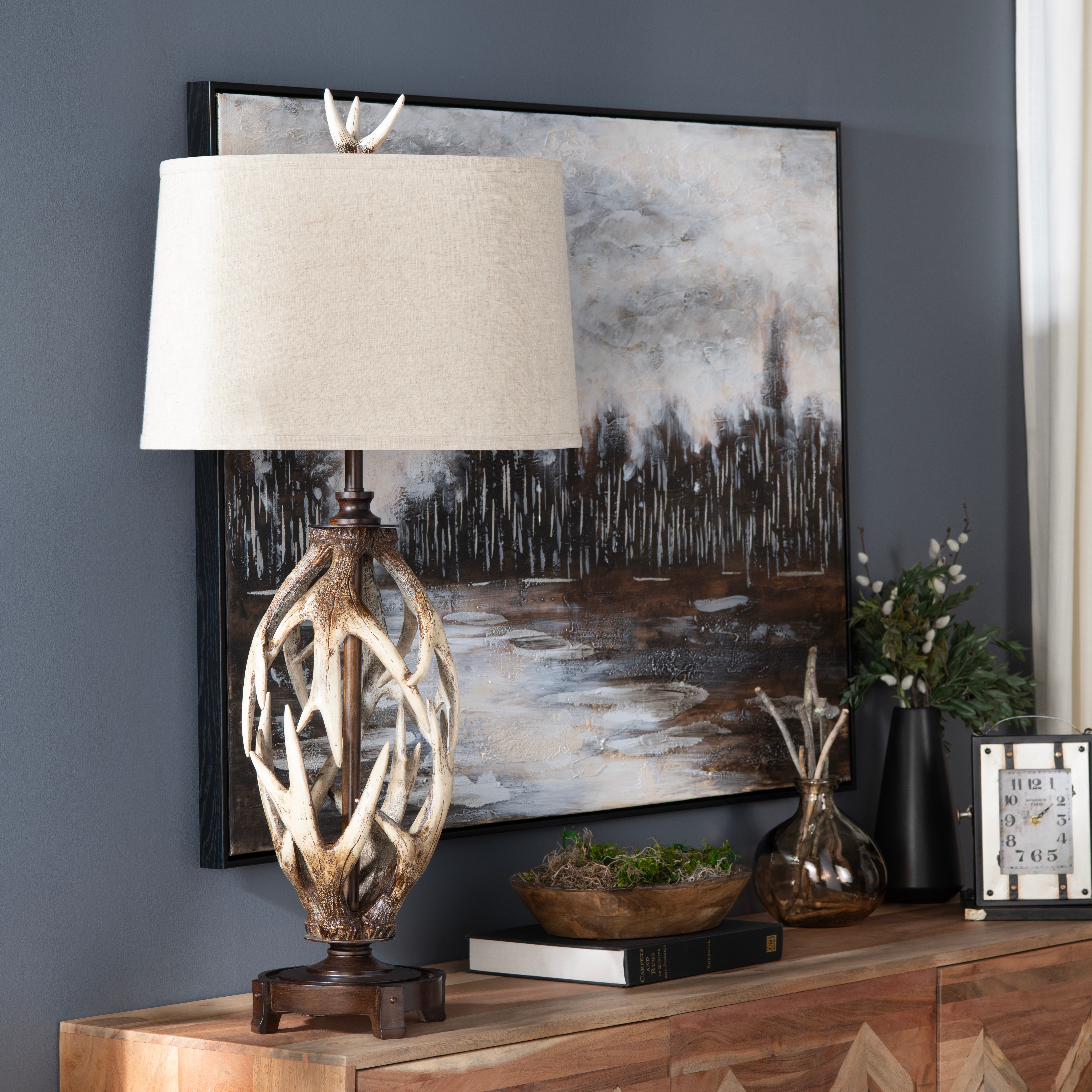 Silver antler sale table lamp