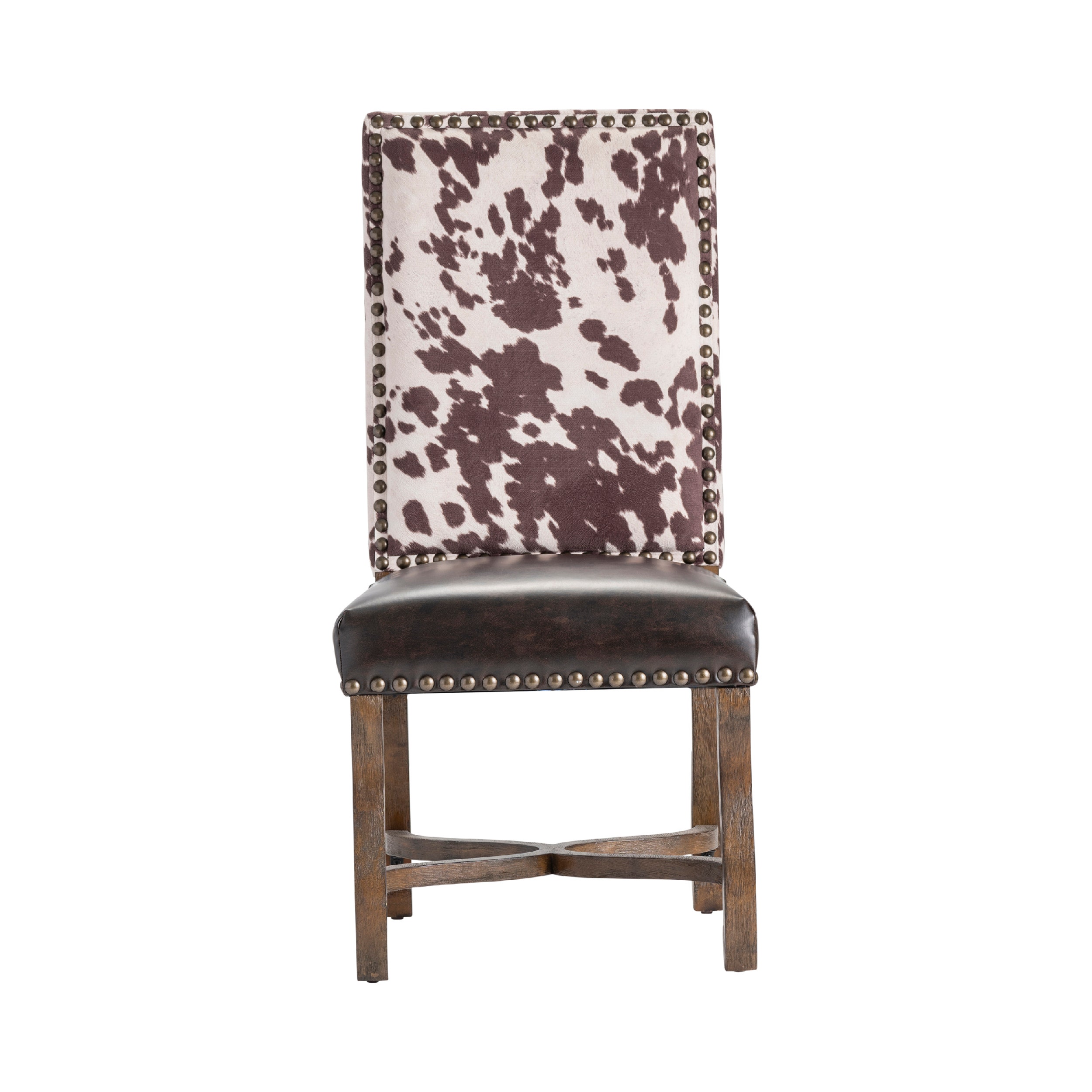 Mesquite Ranch Leather And Faux Cowhide Side Chair Brown Fabric - Crestview  Collection CVFZR3719